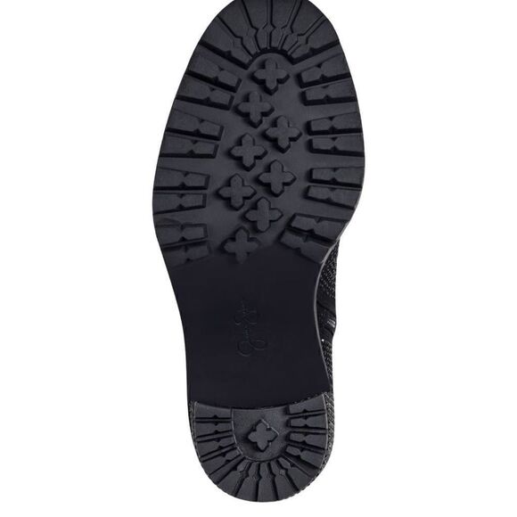 Jessica Simpson Delilah Studded Block Heel Pewter Bootie Faux Fur Trim - Picture 6 of 6